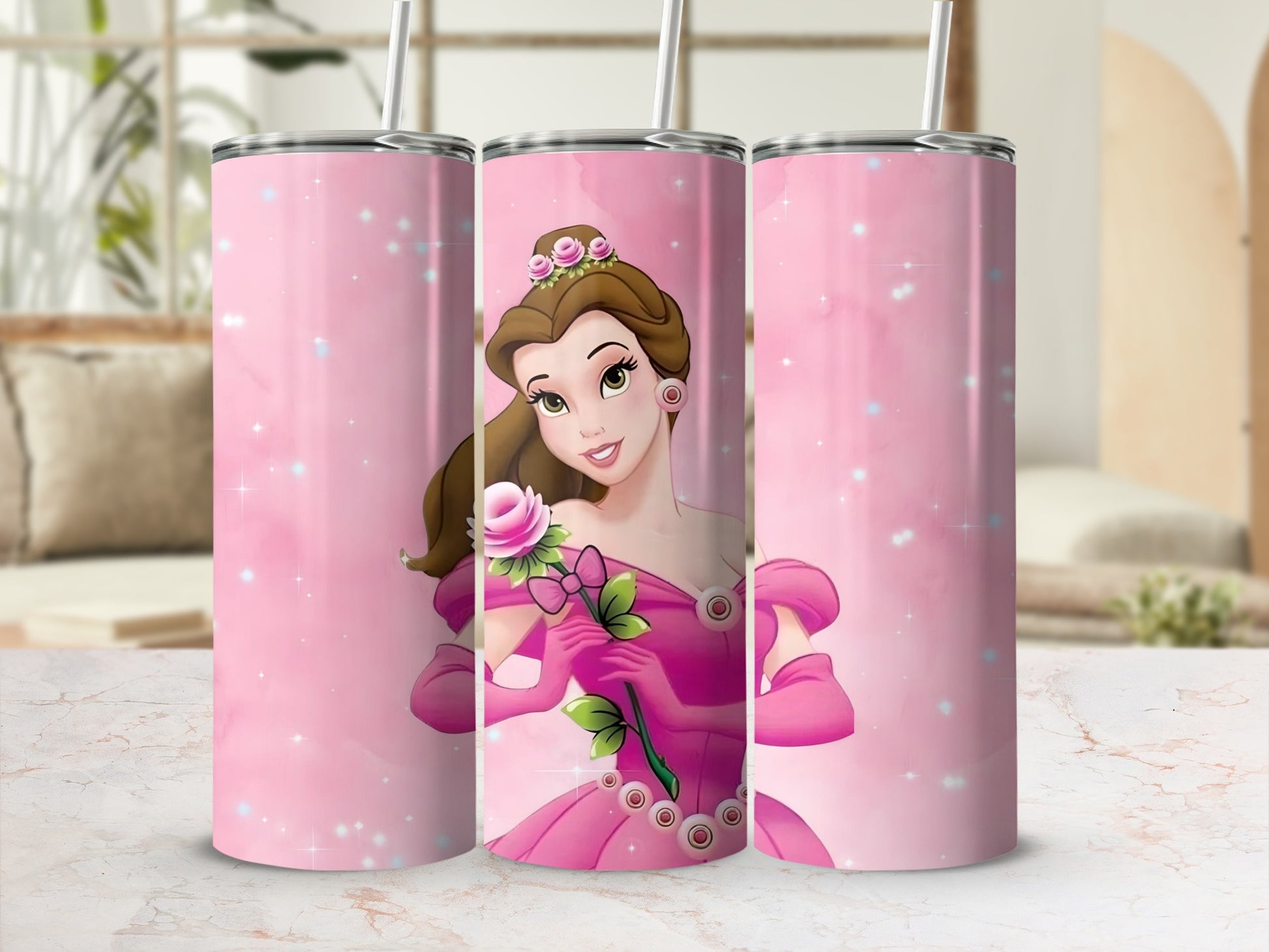 Pink Princess Character Design Insulated Tumbler