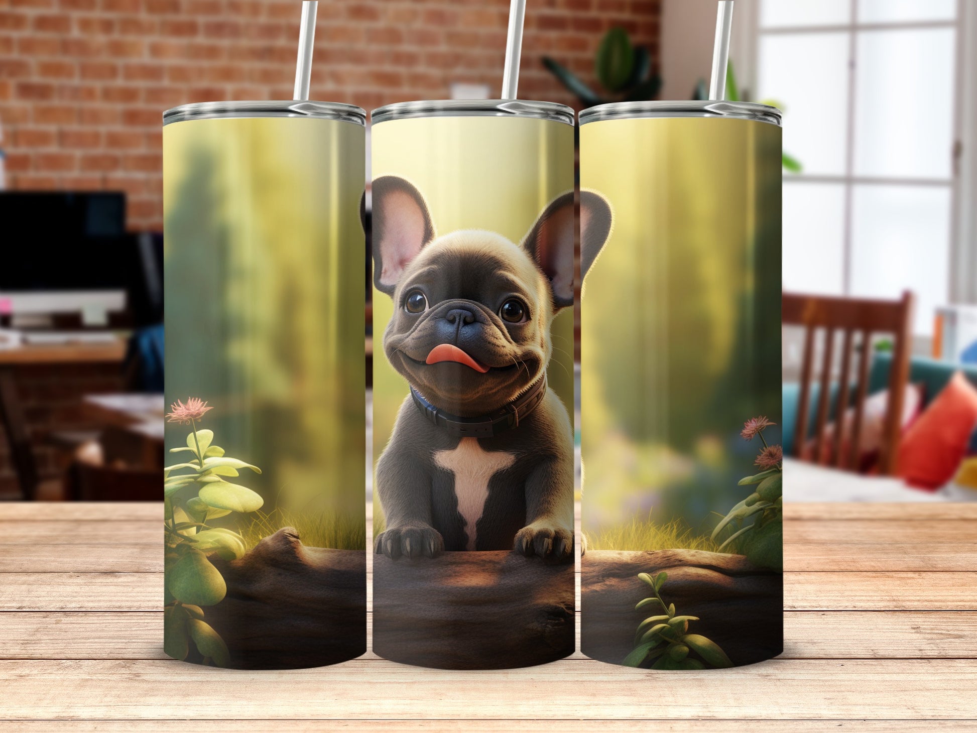 Adorable French Bulldog Print Tumbler Cup