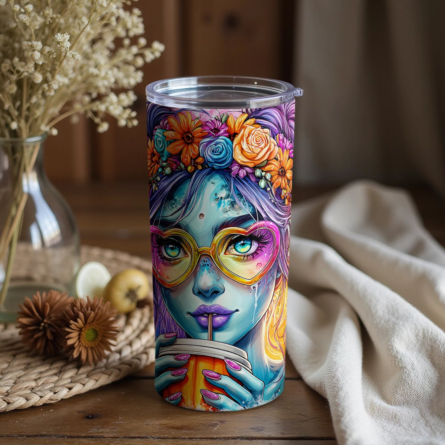 Colorful Art Deku Inspired Travel Tumbler