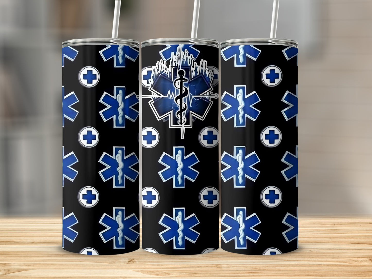 Medical Star of Life Symbol Blue and Black Drinkware