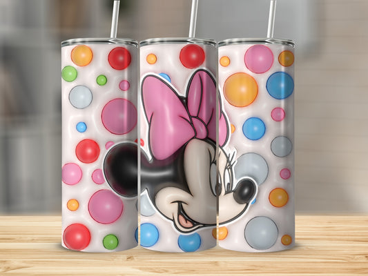 Adorable cartoon character with polka dots tumbler
