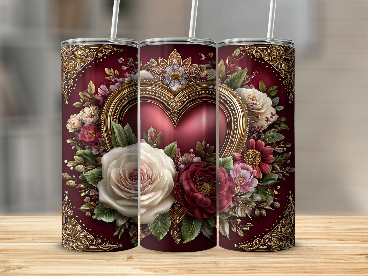 Floral Heart Design Tumbler for a Stylish Lifestyle