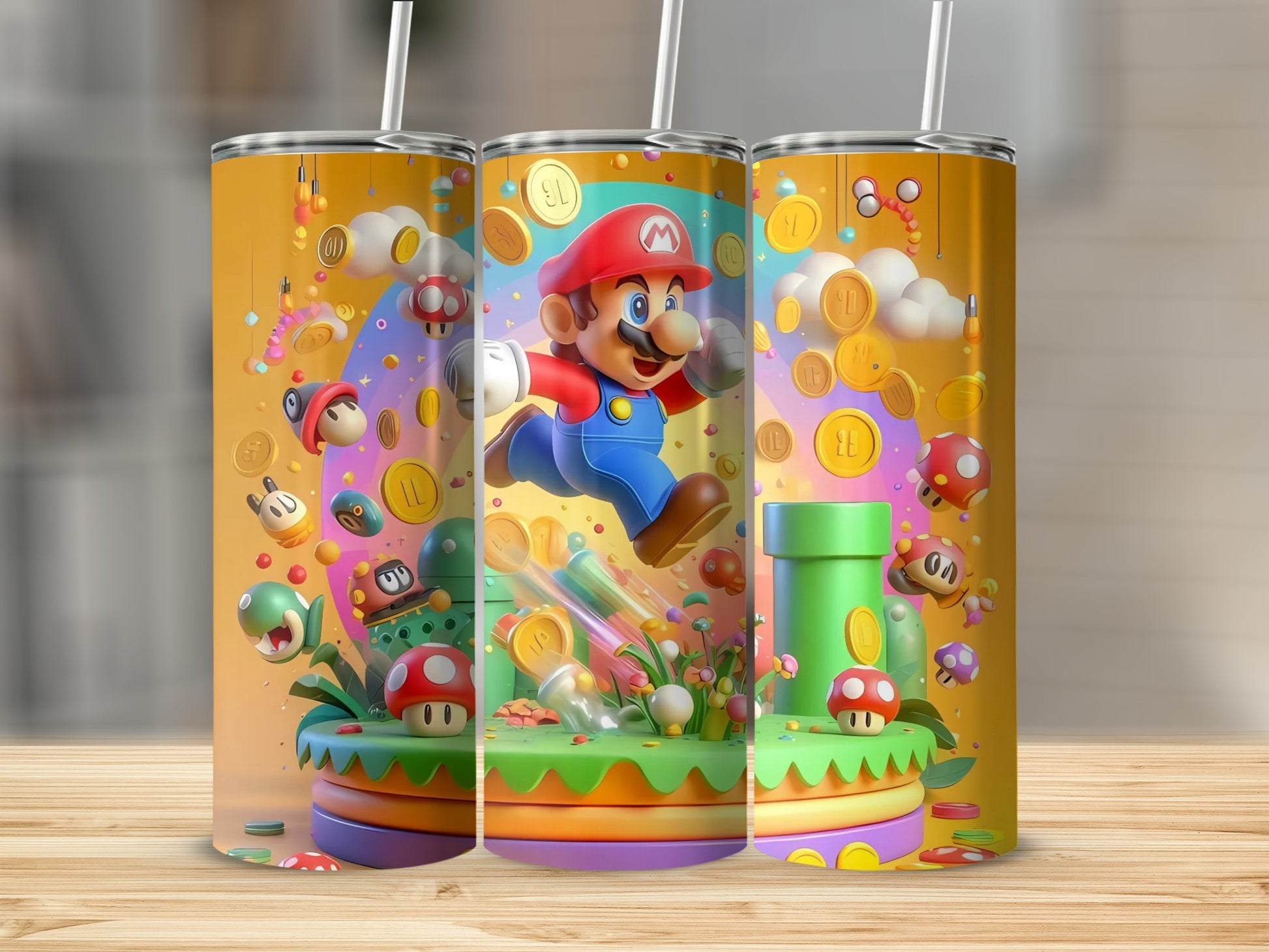 Colorful Mario Adventure Design Tumbler