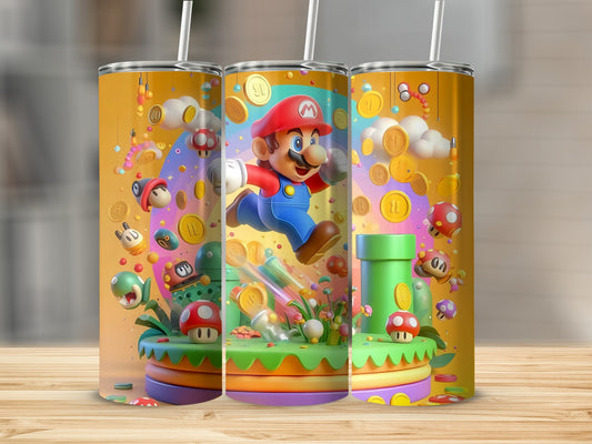 Colorful Mario Adventure Design Tumbler
