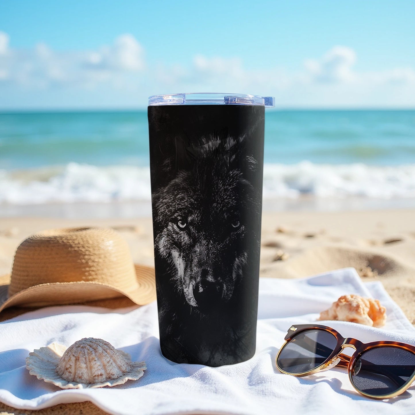 Black Wolf Head Design Mysterious Alpha Wild Tumbler