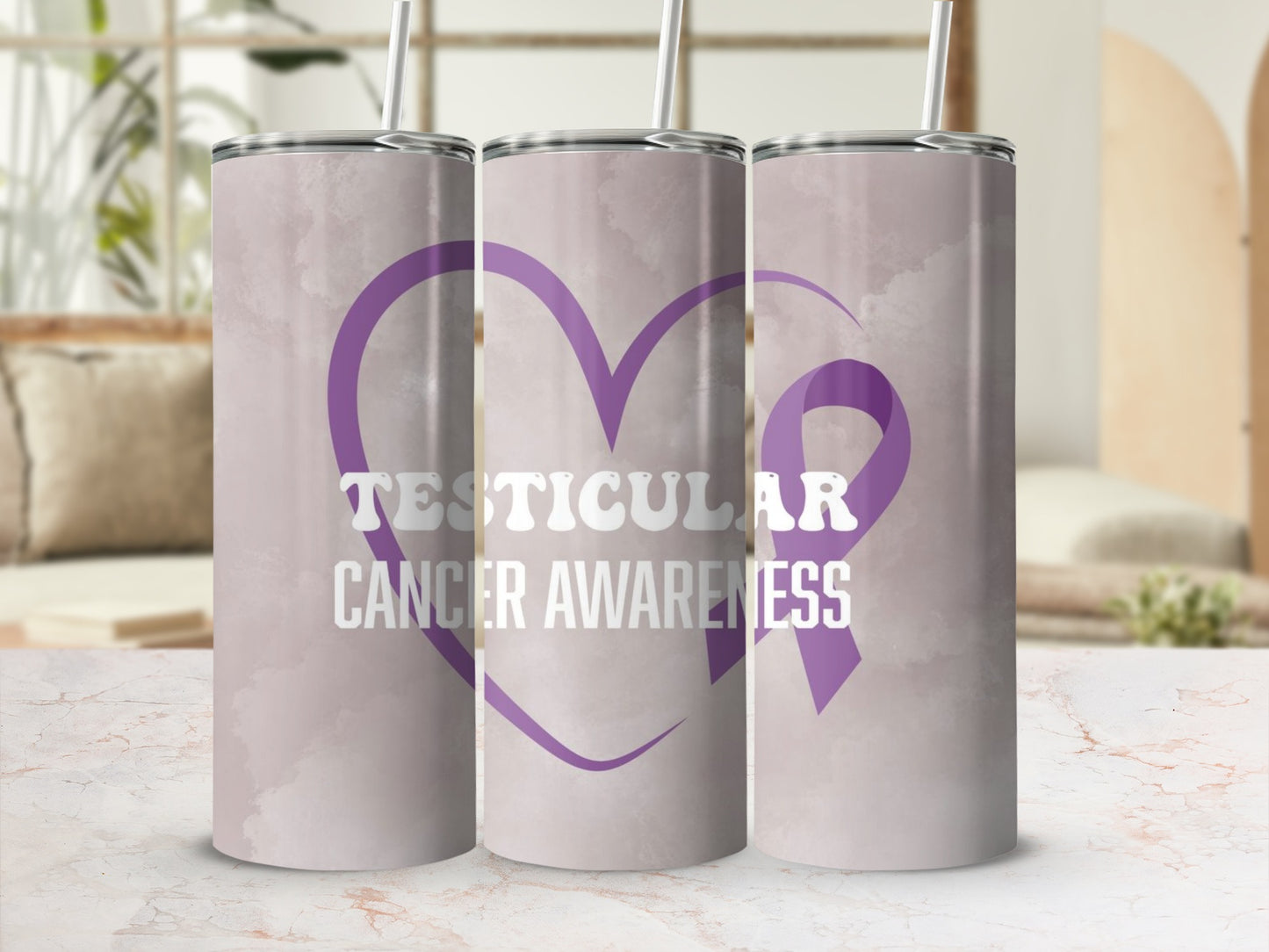 Testicular Cancer Awareness Purple Ribbon Tumbler