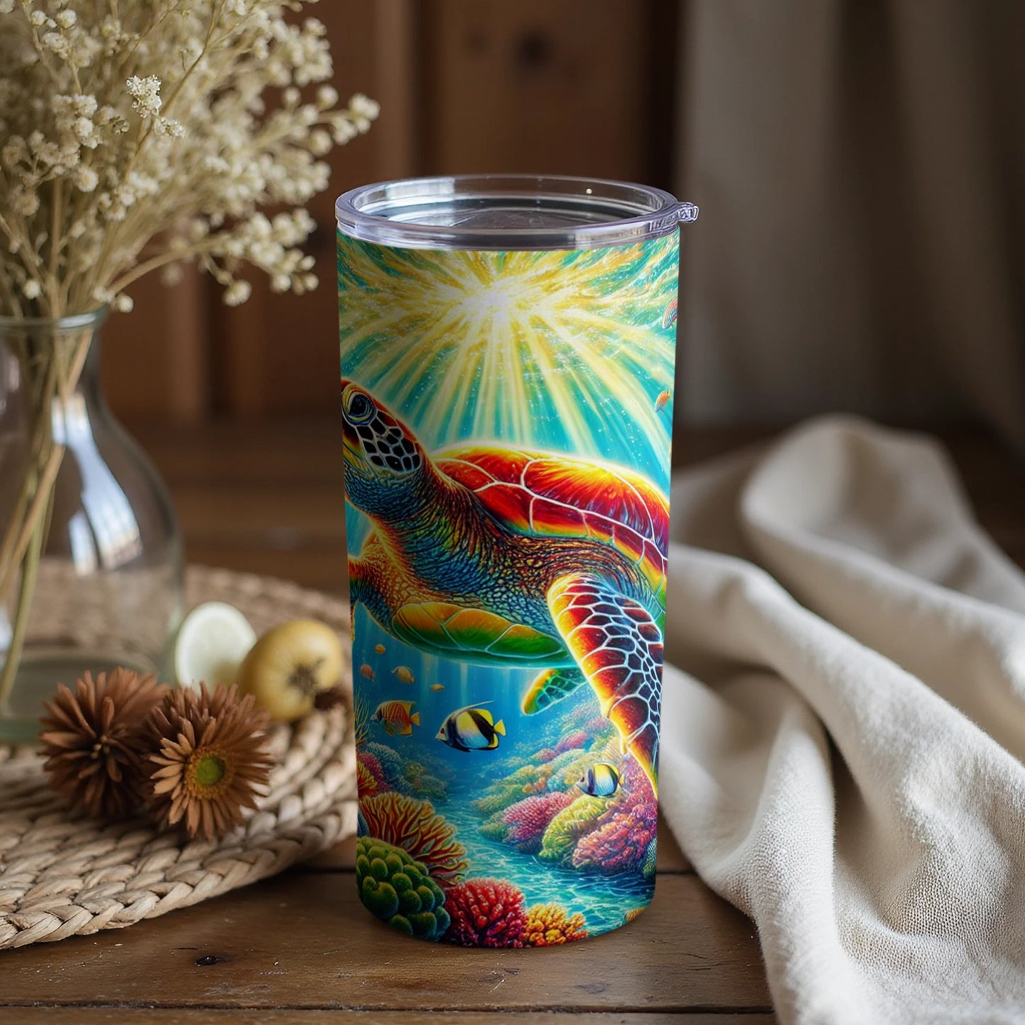 Vibrant Sea Turtle Ocean Scene Colorful Tumbler
