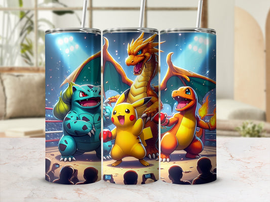 Colorful Pokemon Character Illustration Tumbler