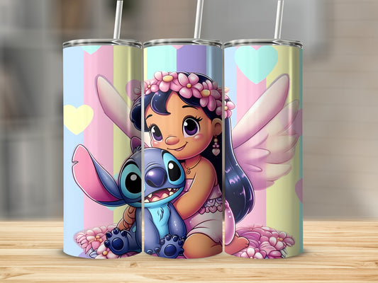 Cute Angel Girl and Alien Character Tumbler Product
