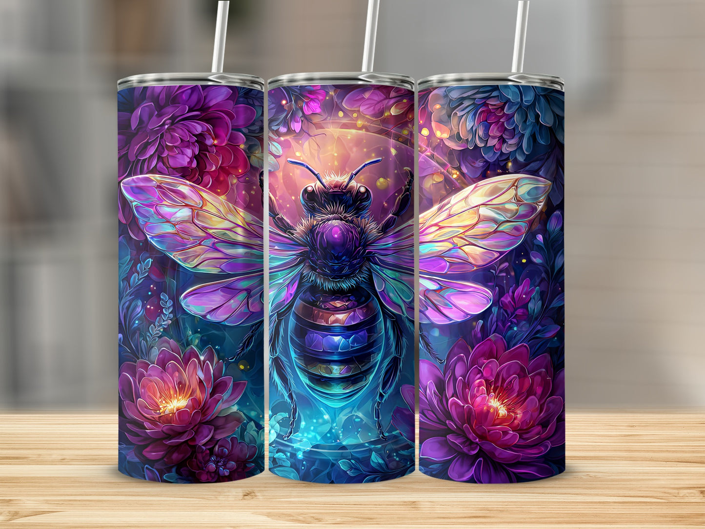 Vibrant Butterfly and Floral Design Tumbler Product