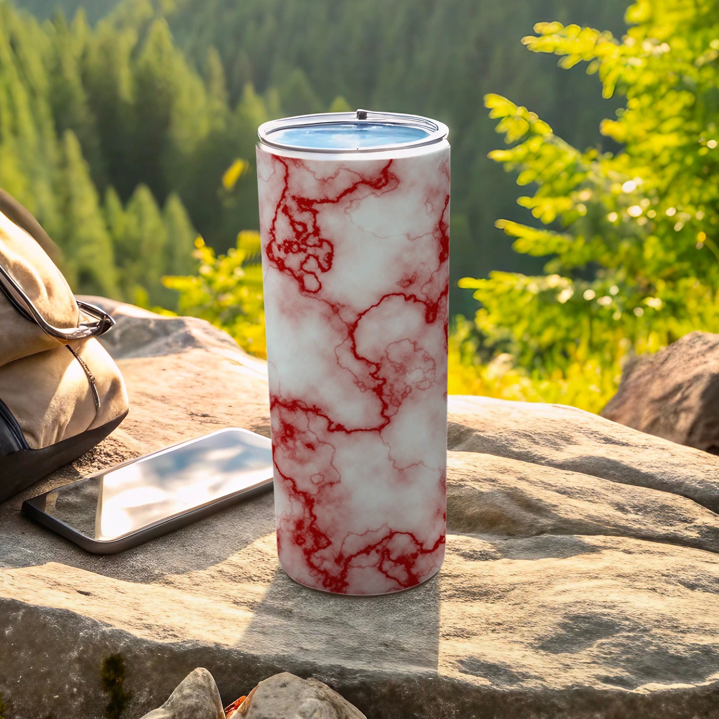 Red Veined Marble Pattern Outdoor Tumbler product type