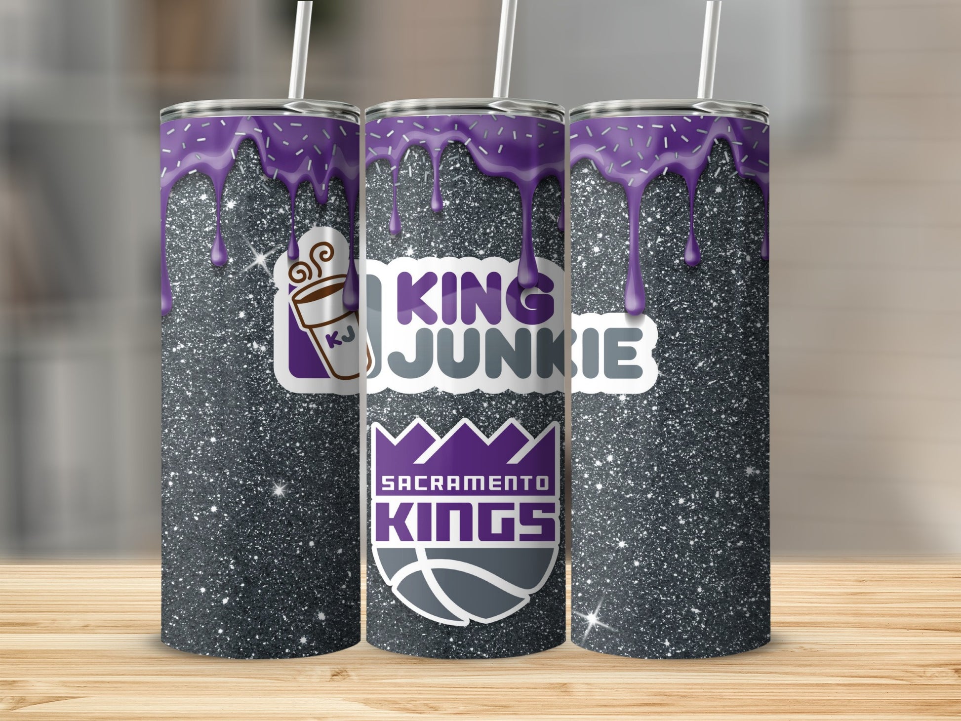 King Junkie Sacramento Kings Glitter Tumbler