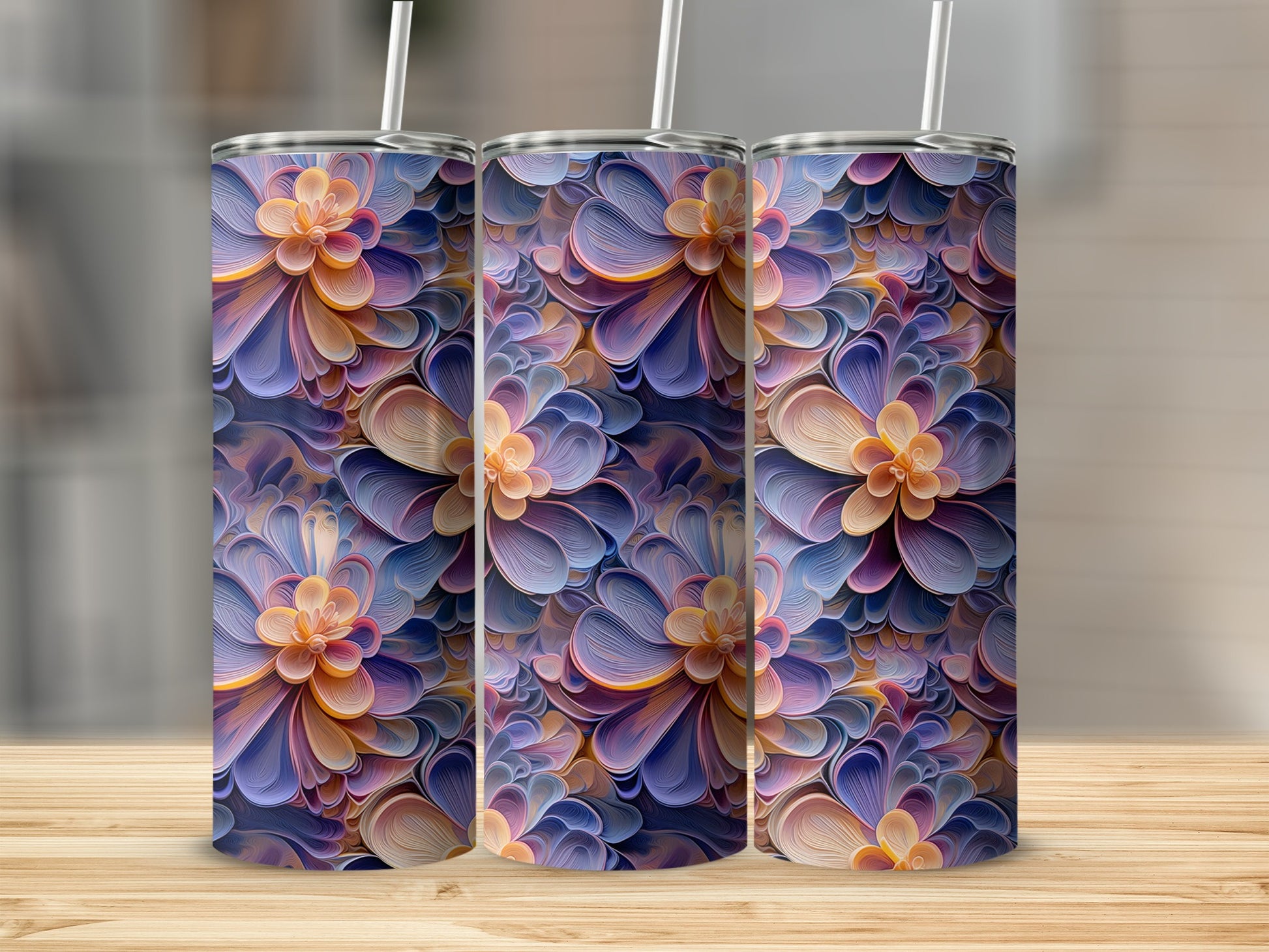 Vibrant Floral Pattern Insulated Tumbler Cup 20 oz