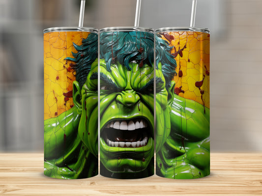 Hulk Furious Face Wrap Stainless Steel Tumbler Cup