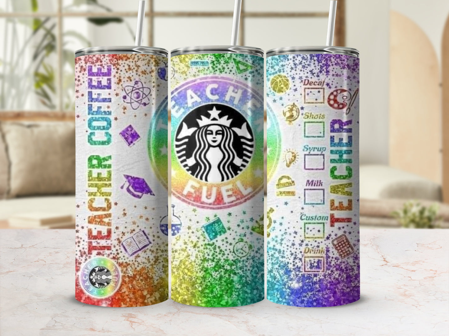 Teacher Fuel Circle Design for Educators and Coffee Lovers Tumblers