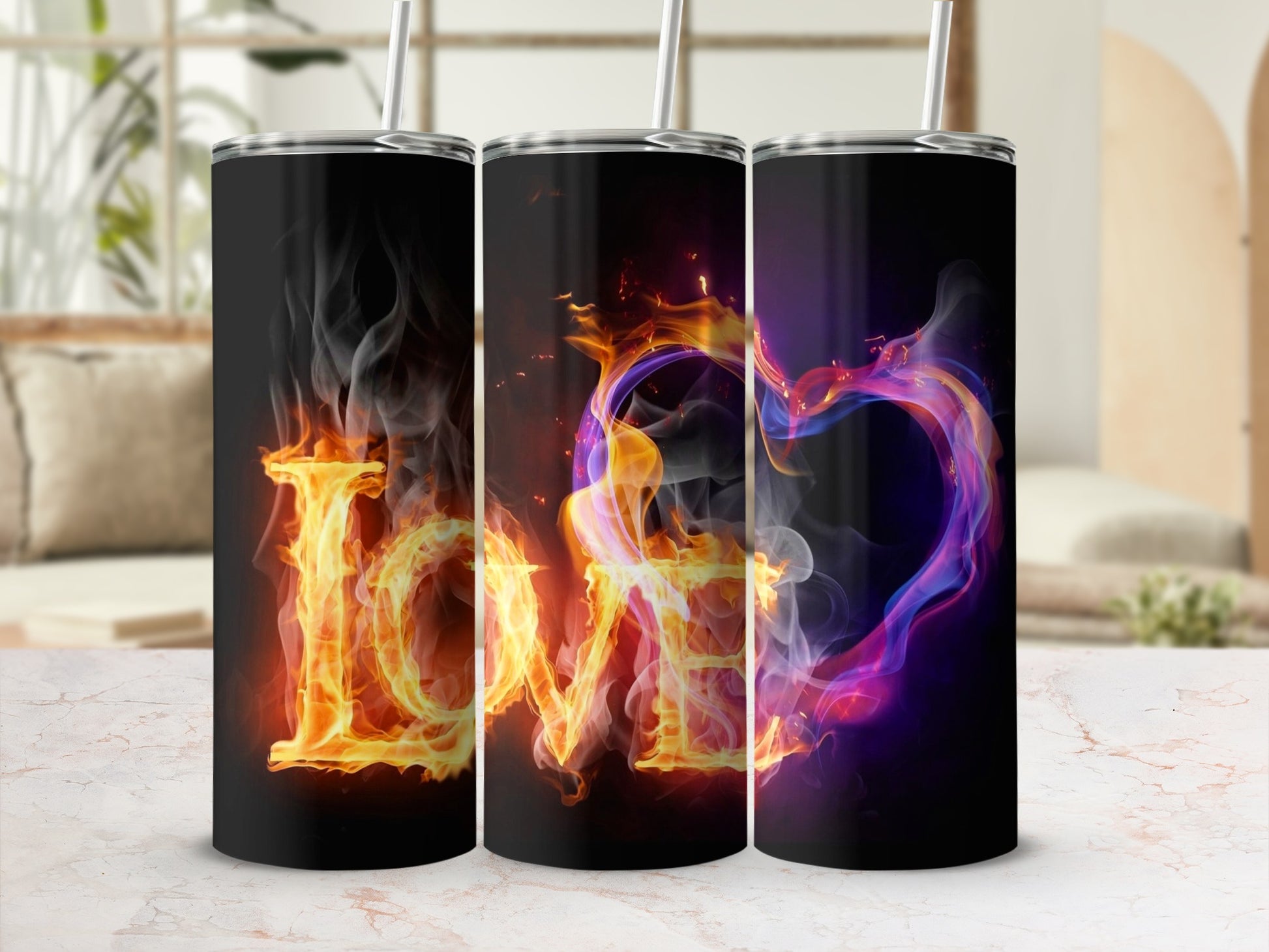 Burning LOVE letters colorful flame heart graphic product type