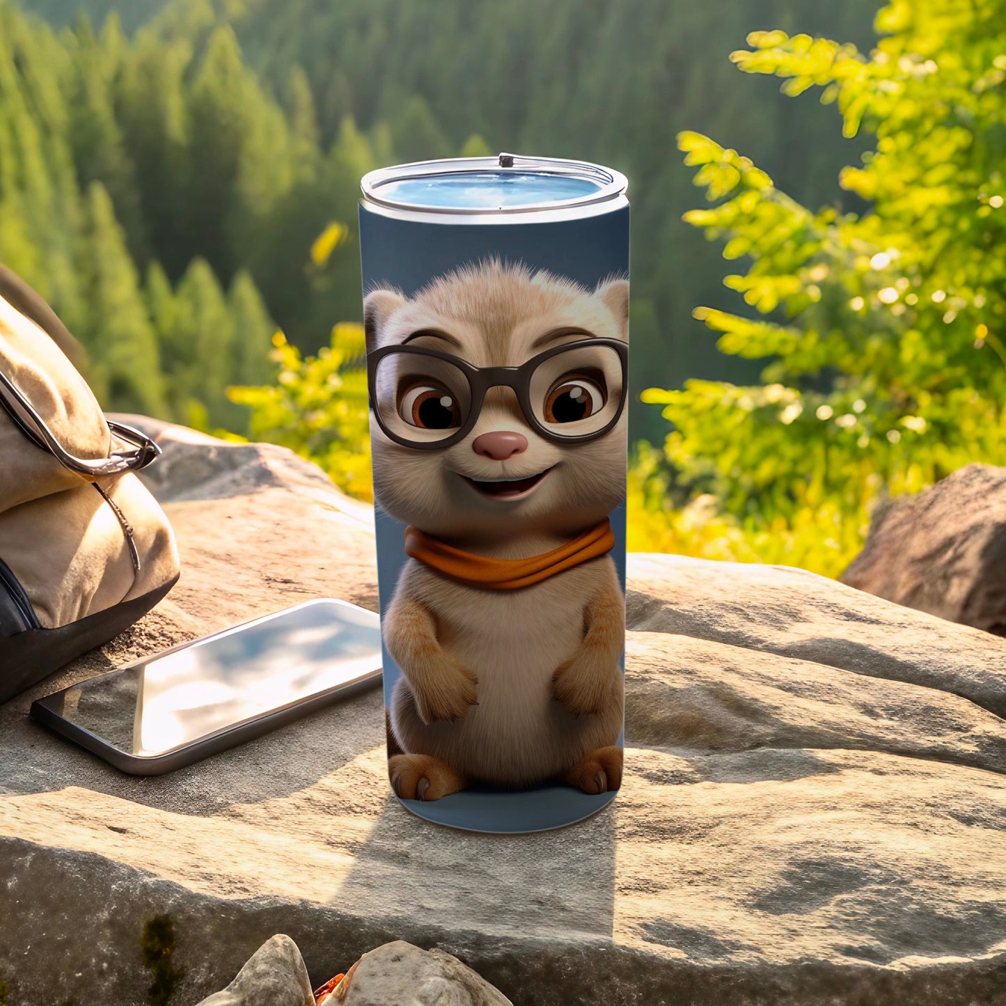 Cute Cartoon Animal with Glasses Travel Tumbler