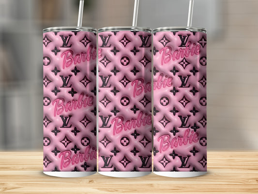 Pink Barbie and LV Pattern Insulated Tumbler Cup