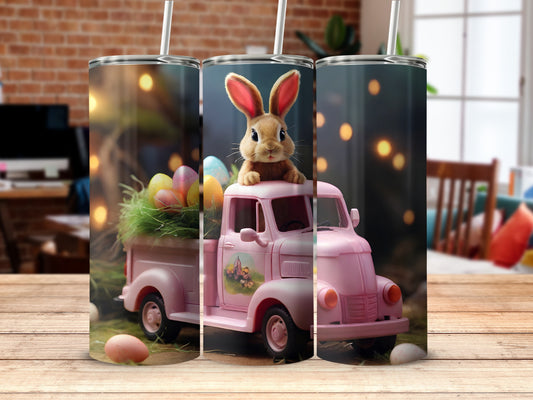 Pink Truck Easter Bunny Colorful Eggs Holiday product type