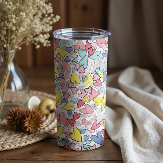 Colorful Heart Patterned Tumbler Perfect For Any Occasion