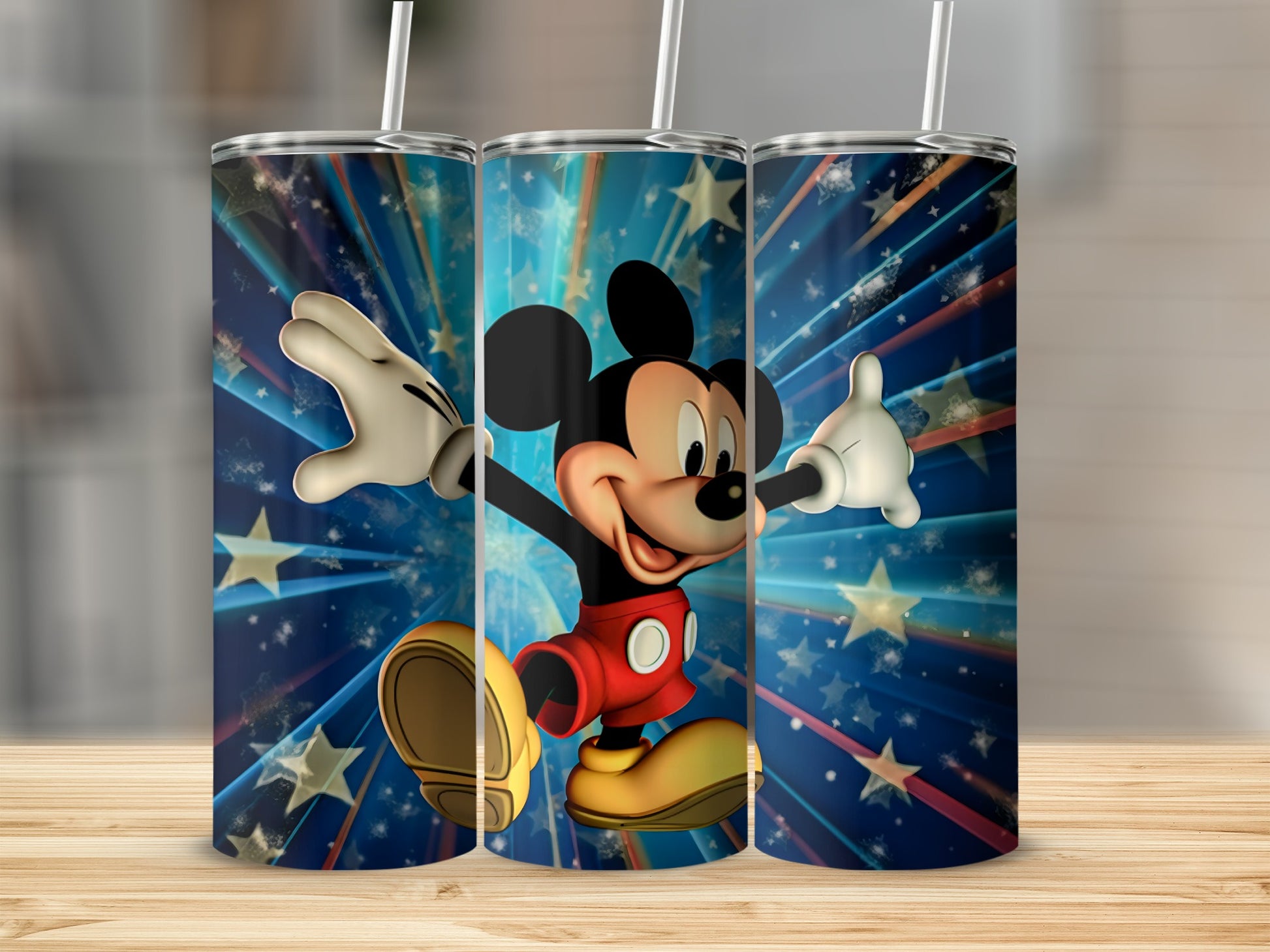 Vibrant Mickey Mouse Tumbler with Starry Background