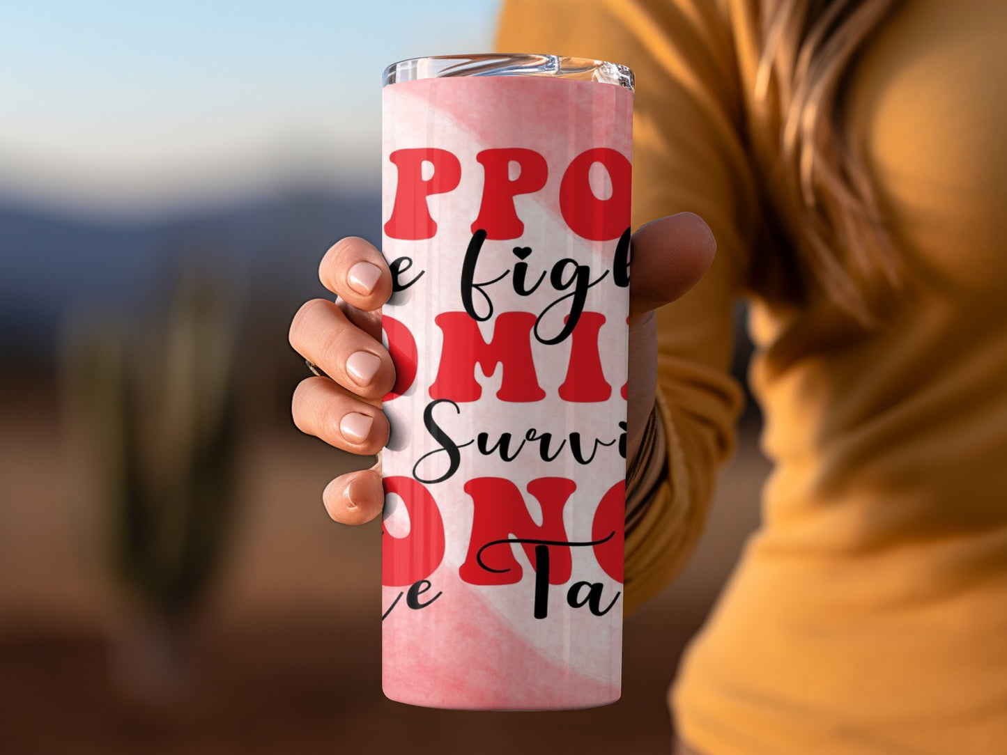Inspirational Pink Quote Design on Tumbler Travel Mug