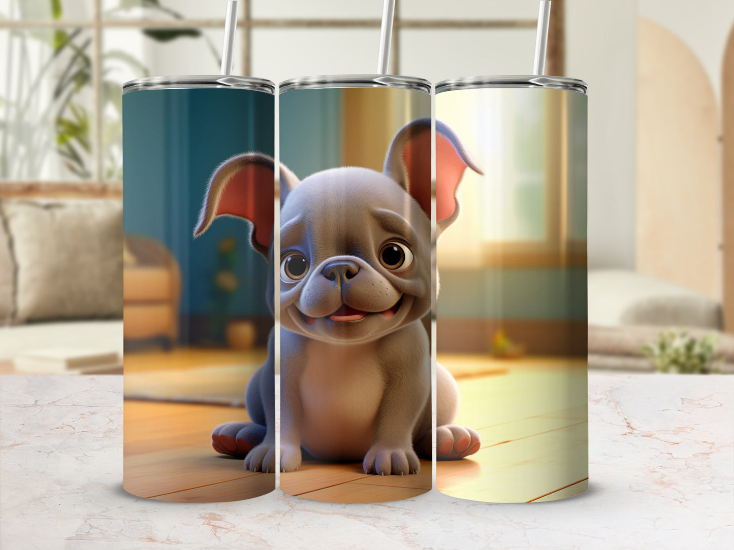 Adorable French Bulldog Design Vacuum Insulated Tumbler