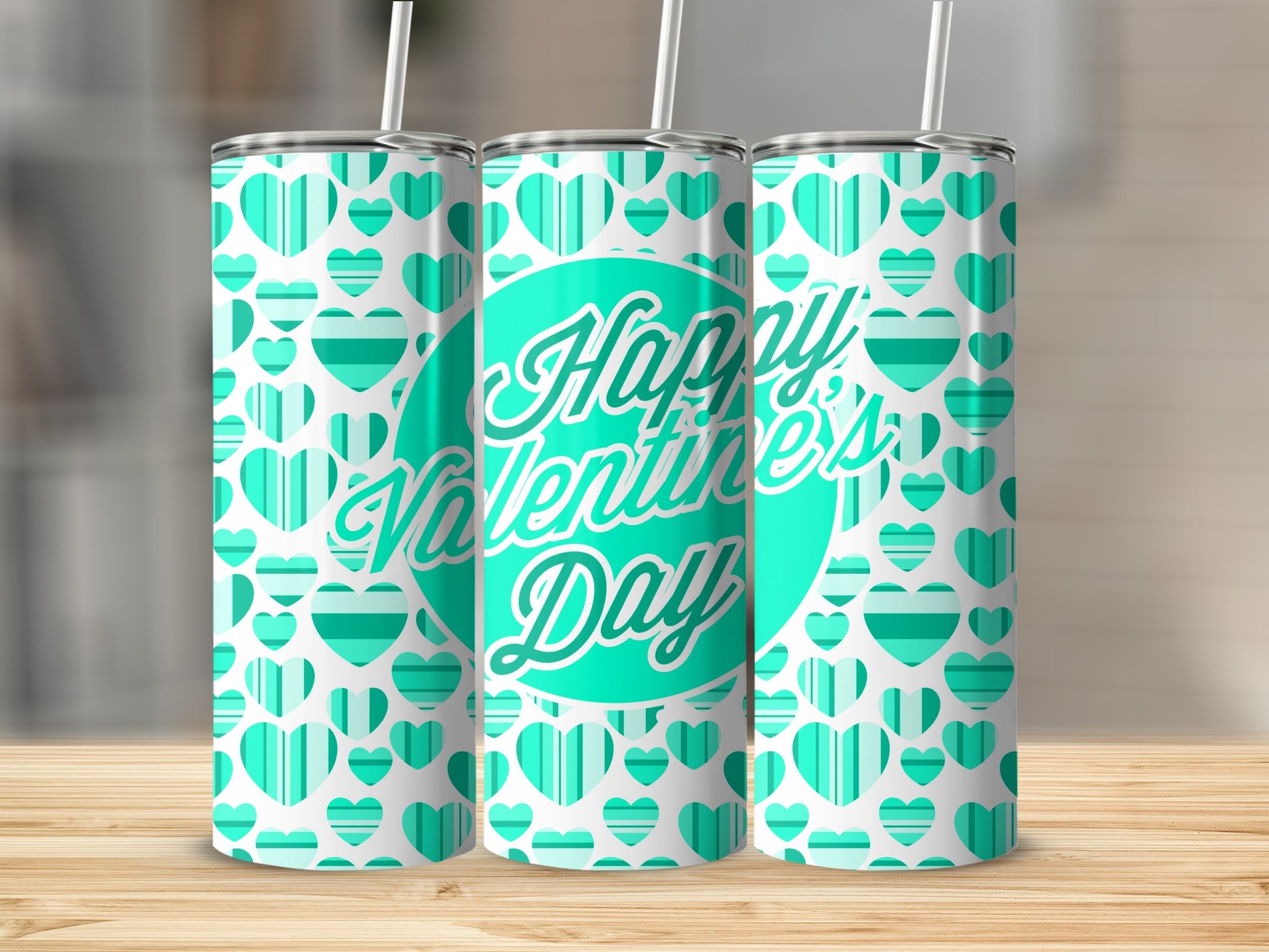 Happy Valentine's Day Heart Pattern Tumbler