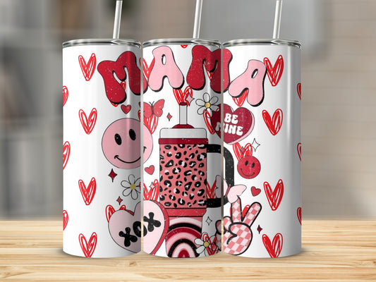 Cute Mama Valentine Hearts and Smileys Tumbler Cup
