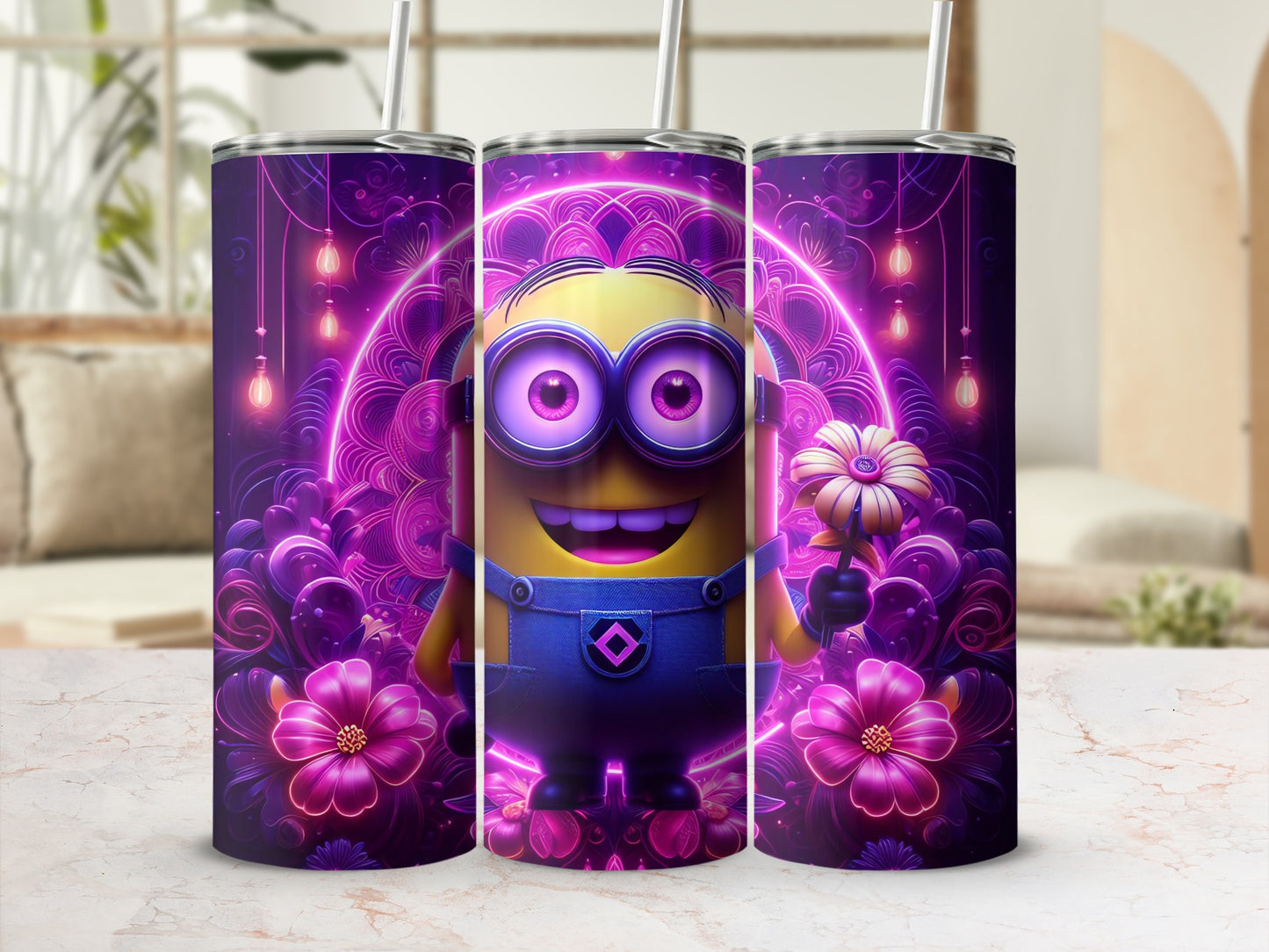 Vibrant Purple Minion Design Insulated Tumbler