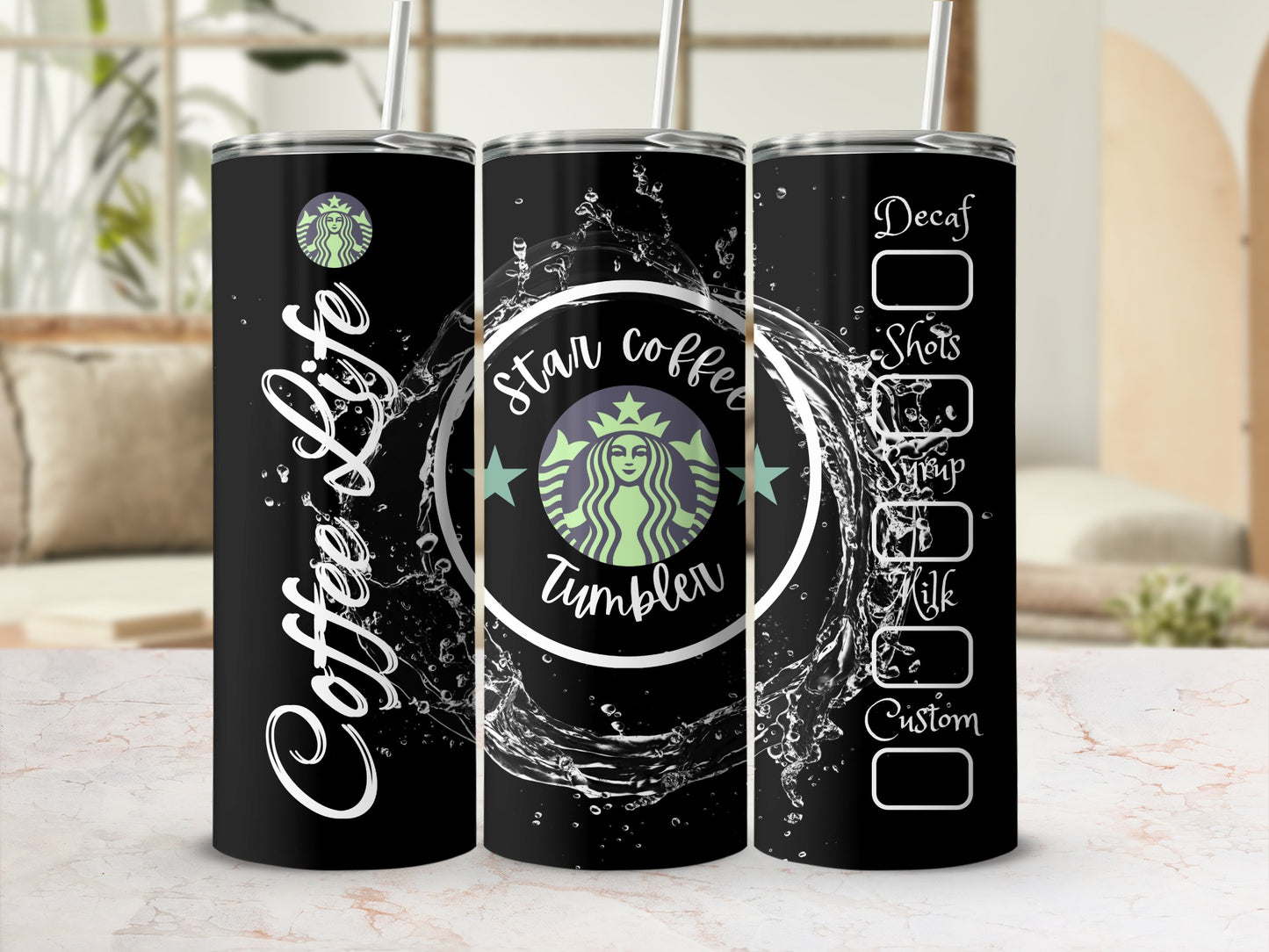Coffee Life Star Coffee Tumbler with Decaf and Shots