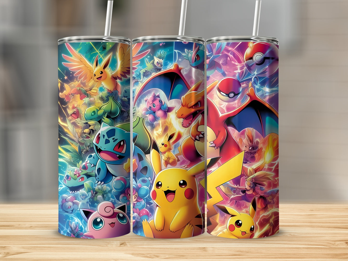 Colorful Pokemon Characters Insulated Tumbler Cups Set
