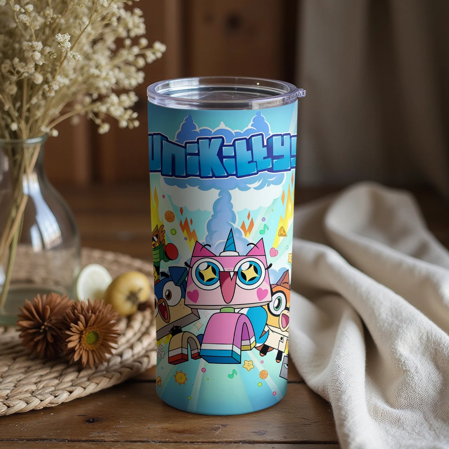 Colorful Unikitty Themed Tumbler Cup for Kids
