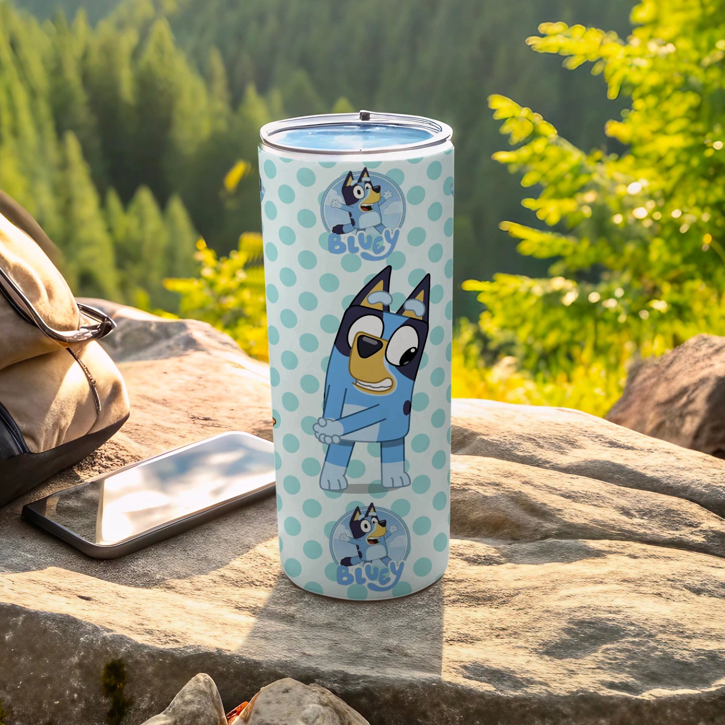 Blue Polka Dot Bluey Design Stainless Steel Tumbler
