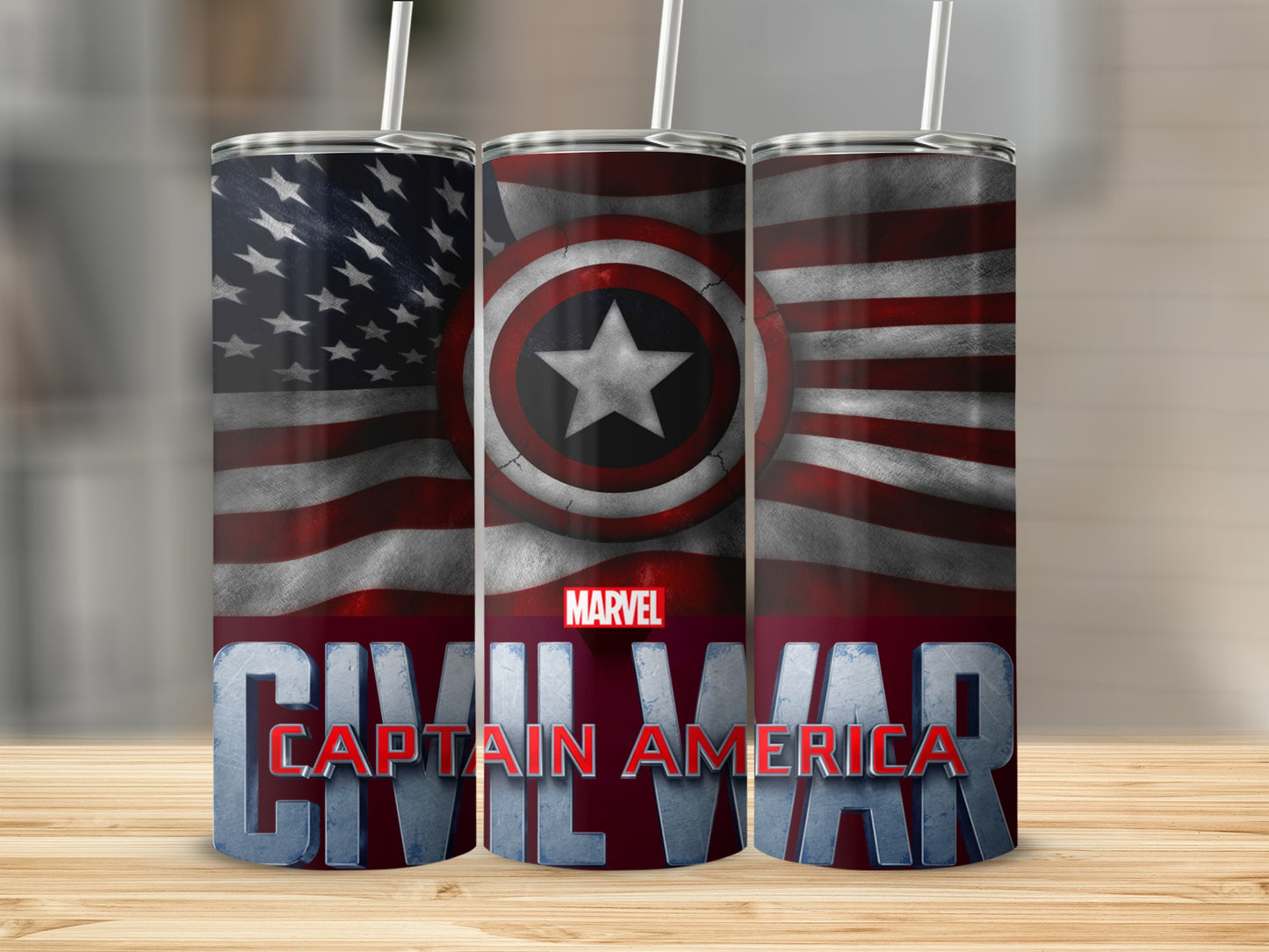 Marvel Civil War Captain America American Flag Shield tumbler
