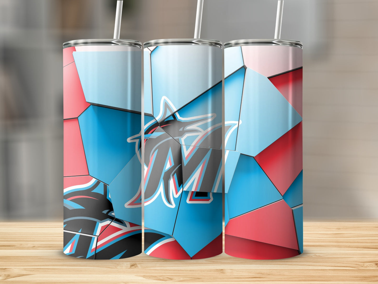 Miami Marlins Team Abstract Art Design Gift Idea Tumblers