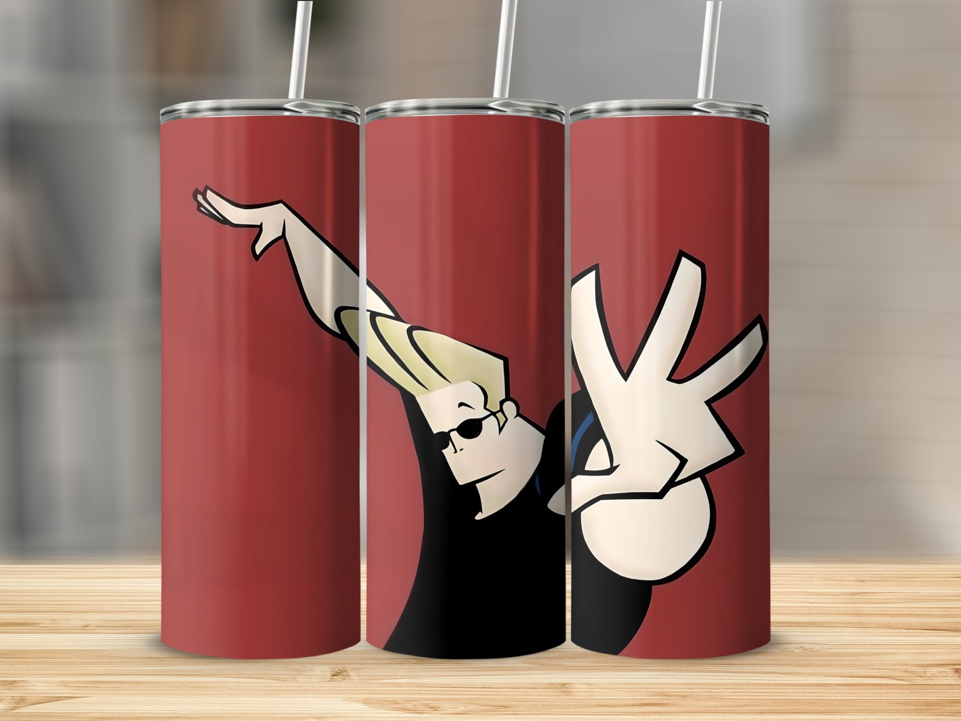 Cartoon Character Red Tumbler with Cool Pose Design