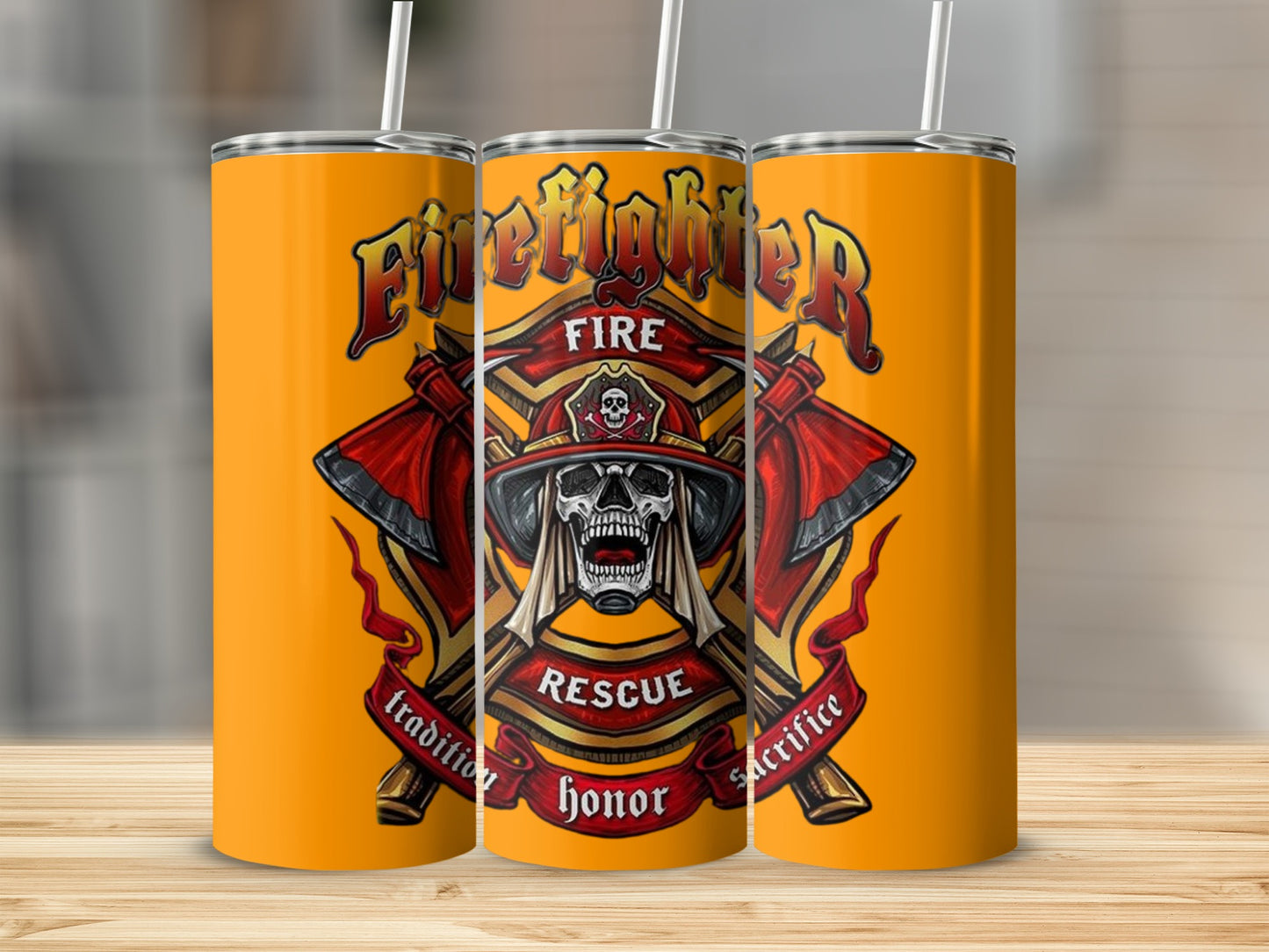 Firefighter Rescue Honor Sacrifice Fire Skull tumbler
