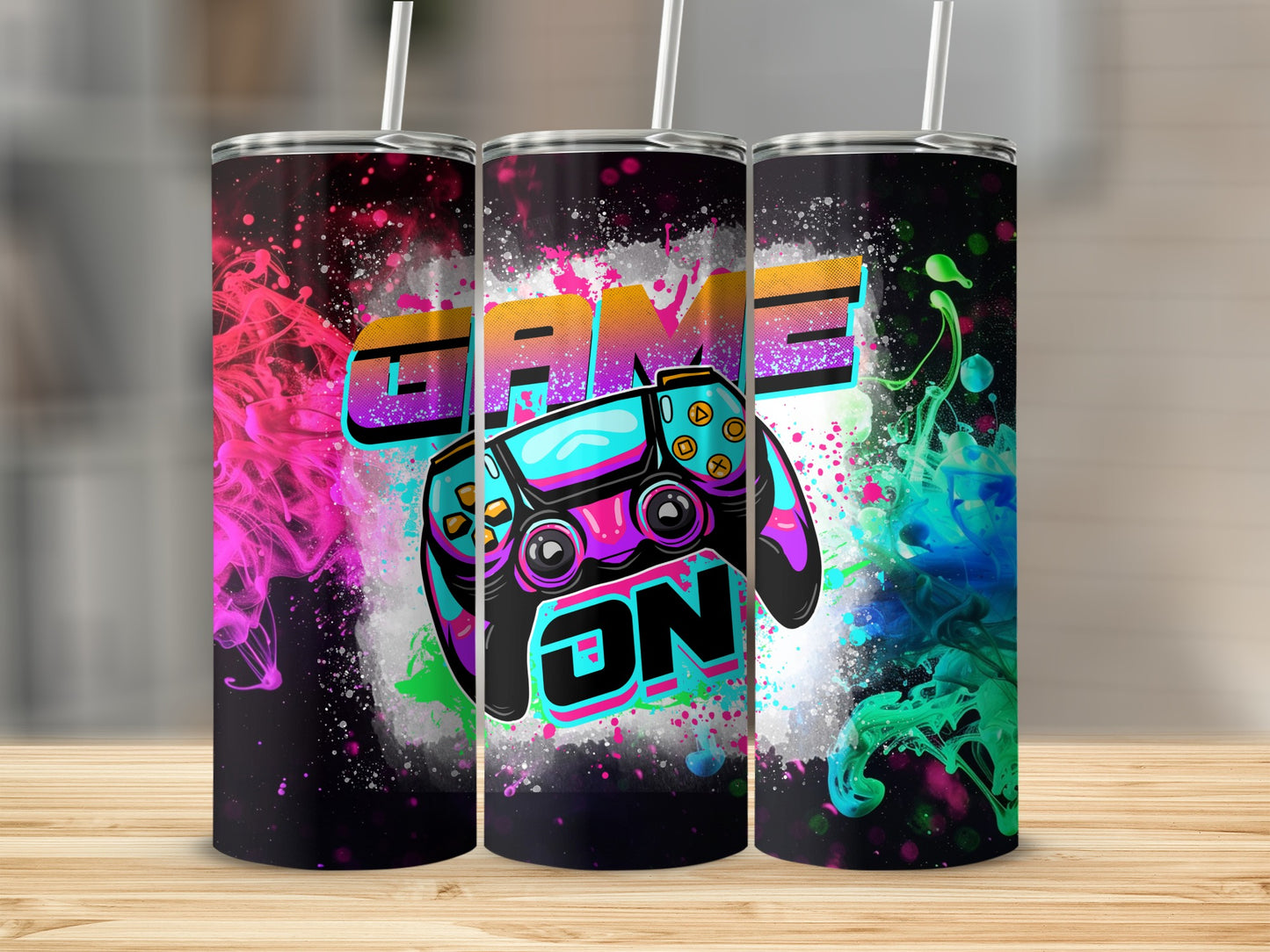 Game On Colorful Gaming Themed Tumbler Cup