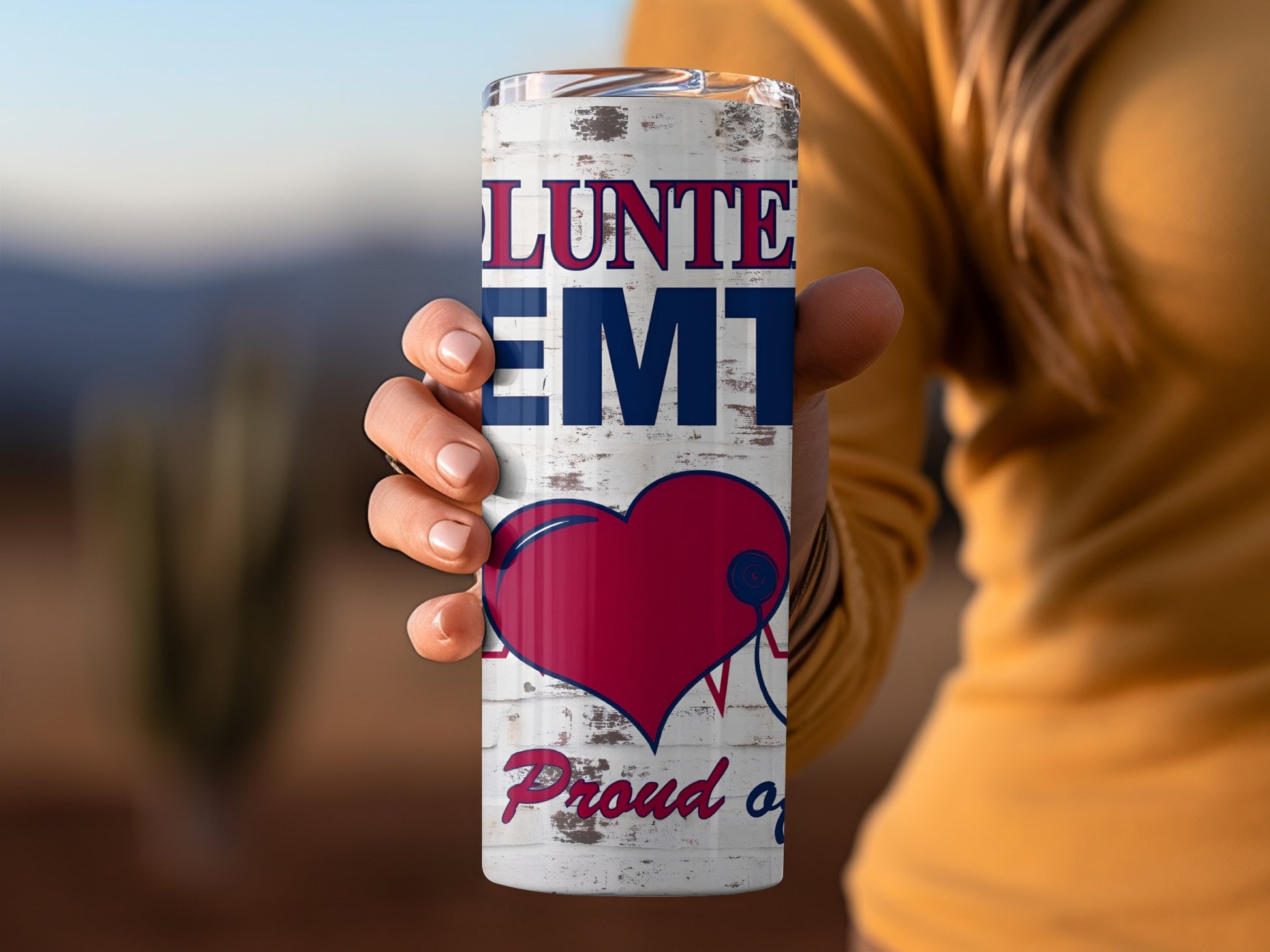 Volunteer EMT Proud Heart Design Tumbler Cup