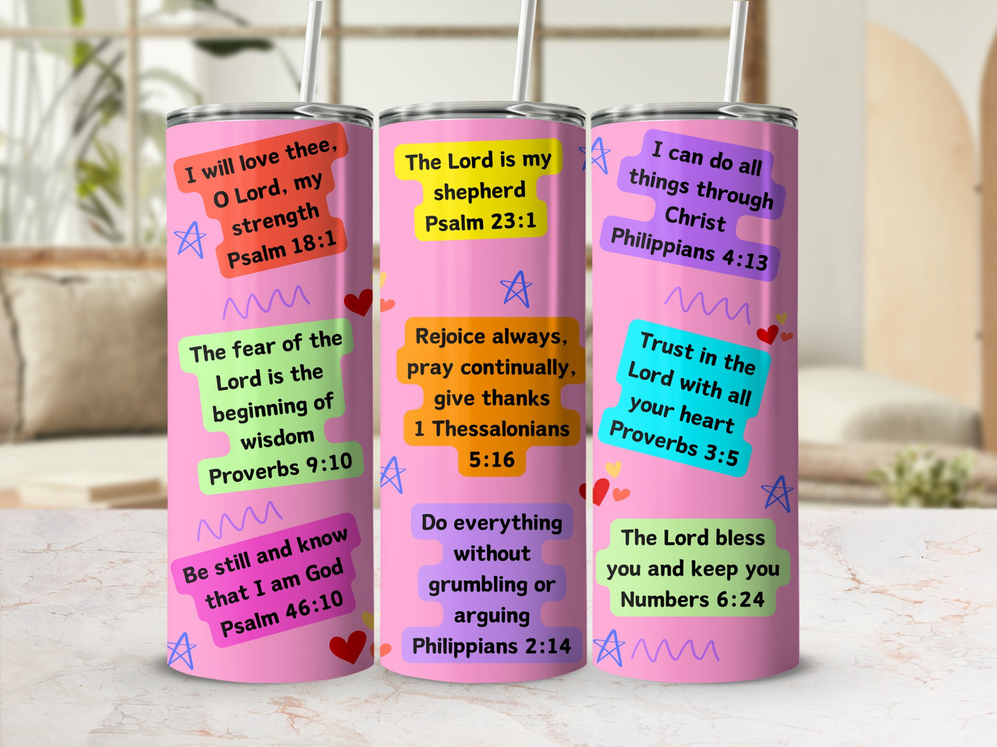 Inspirational Scripture Quotes Tumbler Set