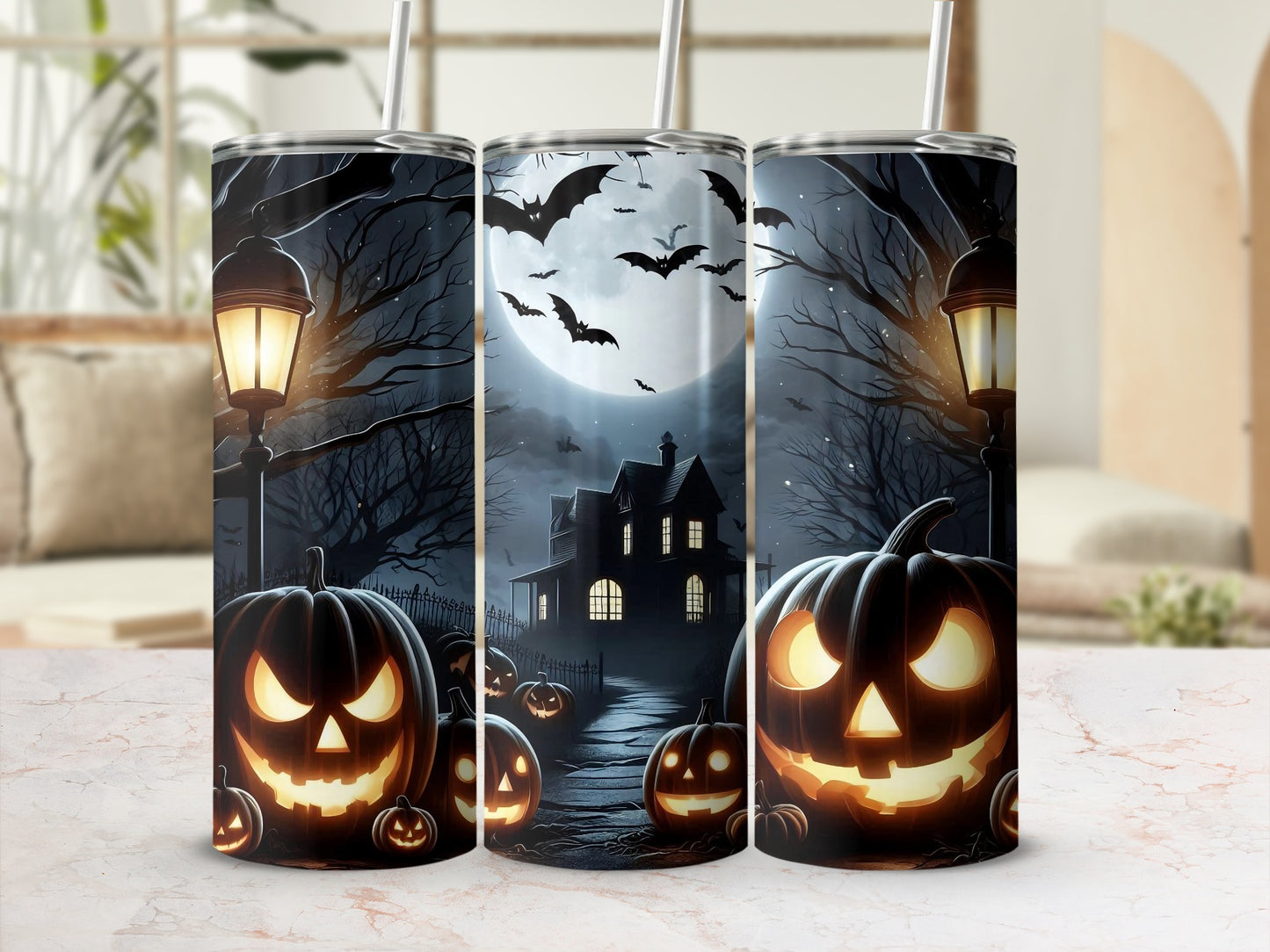 Spooky Halloween Night Jack-o'-Lantern Design Tumbler