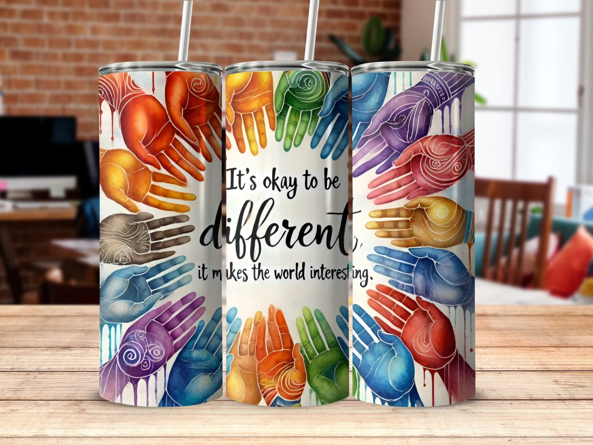 Colorful Artistic Hands Different Inspirational Tumbler