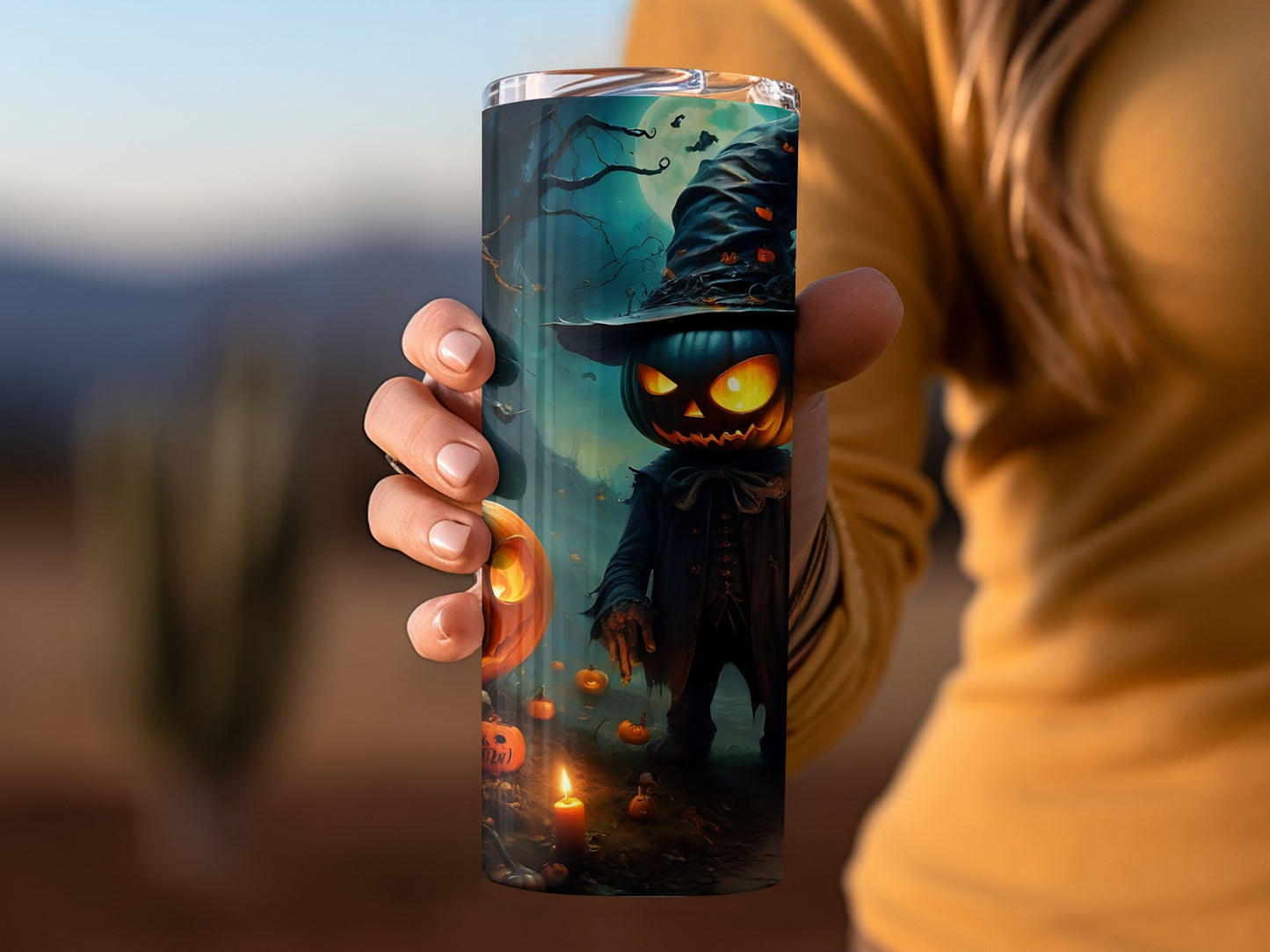 Spooky Pumpkin Witch Halloween Tumbler for Festive Beverages