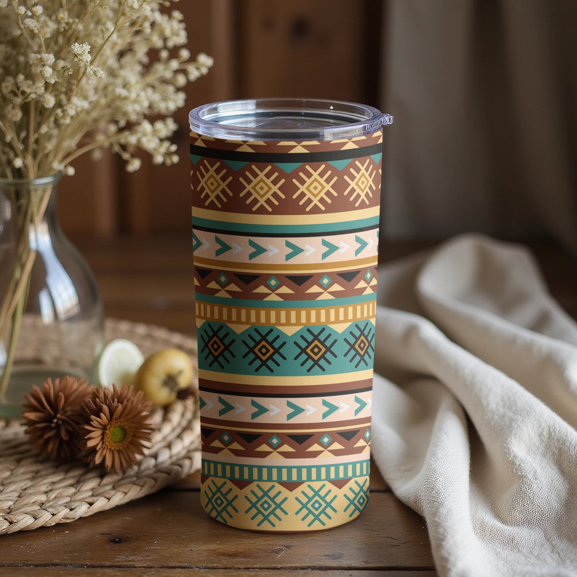 Aztec Inspired Colorful Travel Tumbler