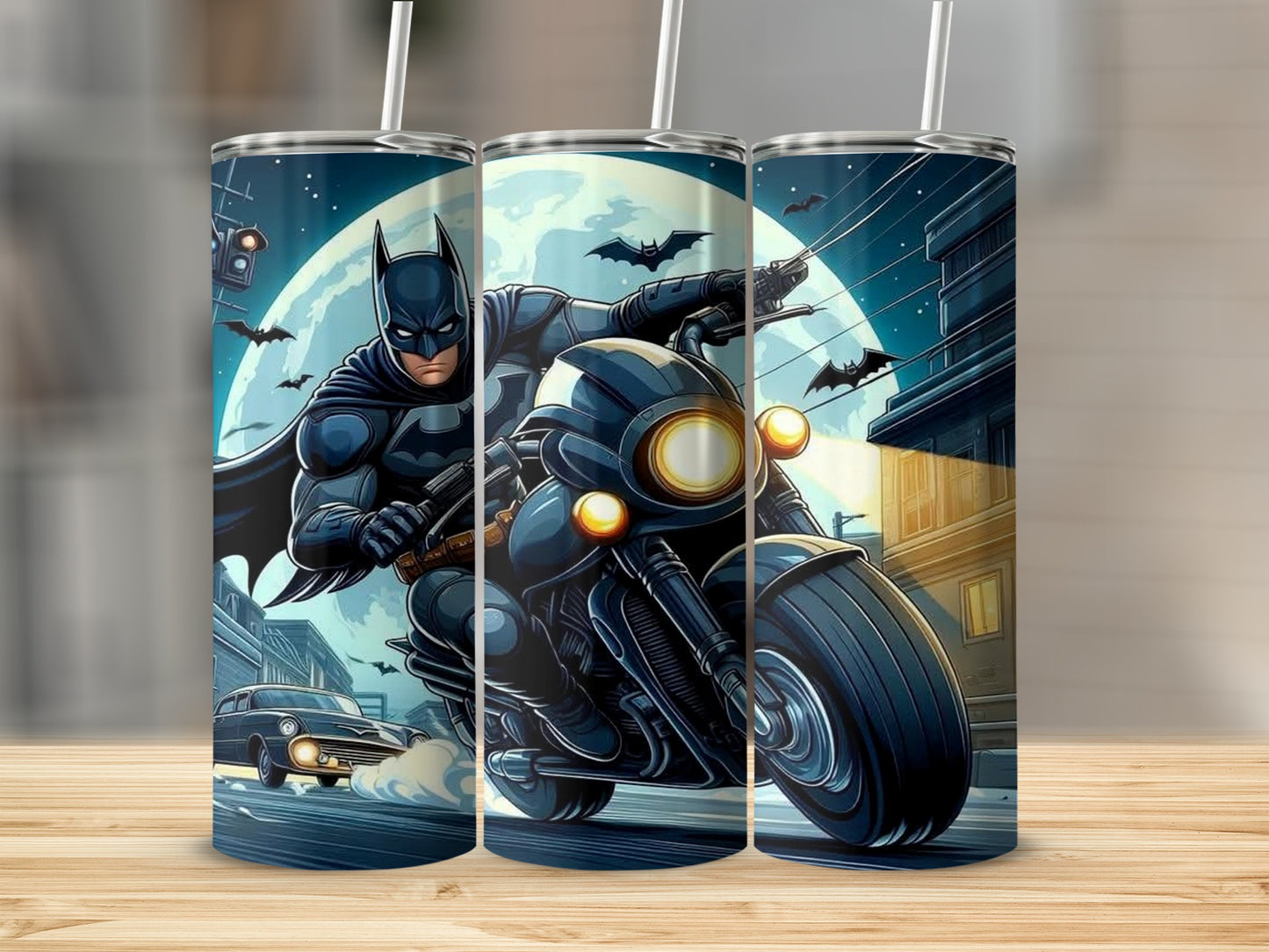 Dark Hero Bat Night City Scene Design Tumbler