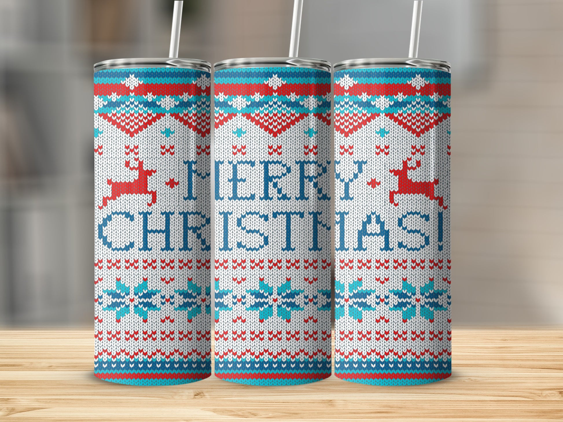 Merry Christmas Ugly Sweater Reindeer Snowflake Tumbler product type