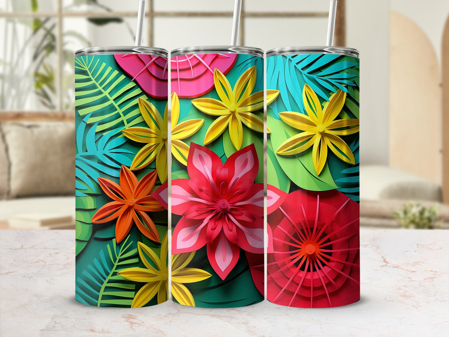 Colorful Floral Design Tall Drinkware Product