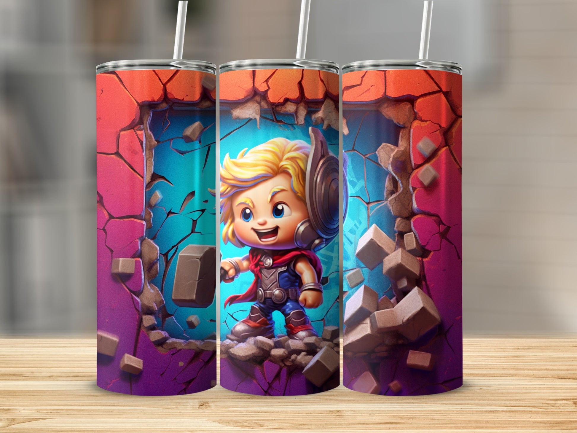 Cute Superhero Character Tumbler for Kids Drinkware