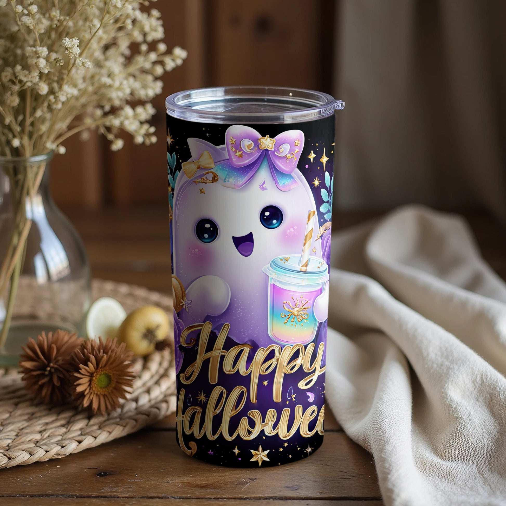 Cute Halloween Unicorn Tumbler Glow in the Dark Design